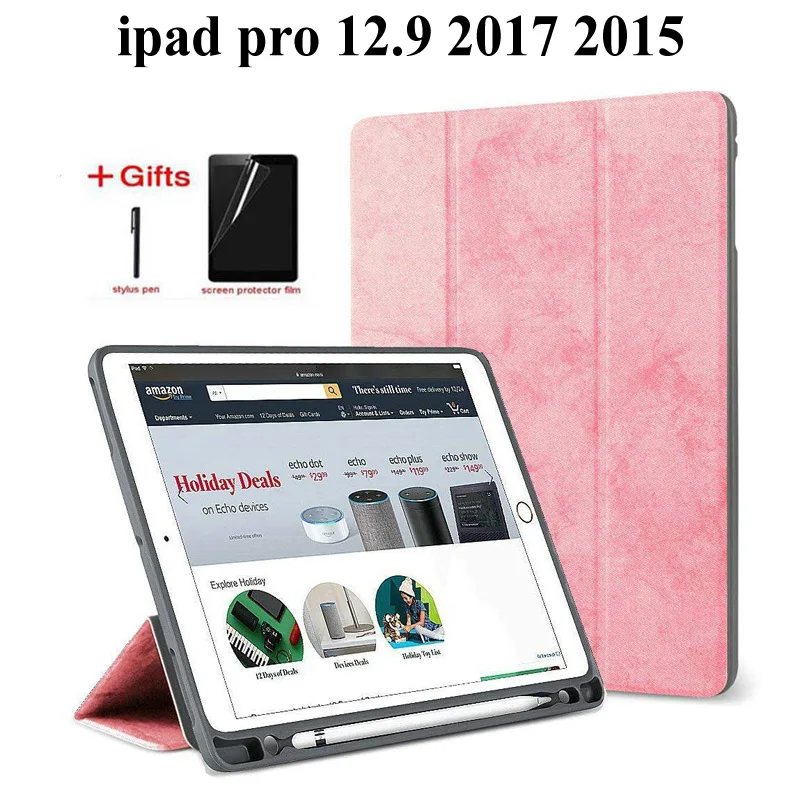 Тонкий умный защитный чехол для iPad Pro 12,9 /, чехол с карандашом, Чехол для iPad Pro 12,9, чехол для планшета+ пленка+ ручка