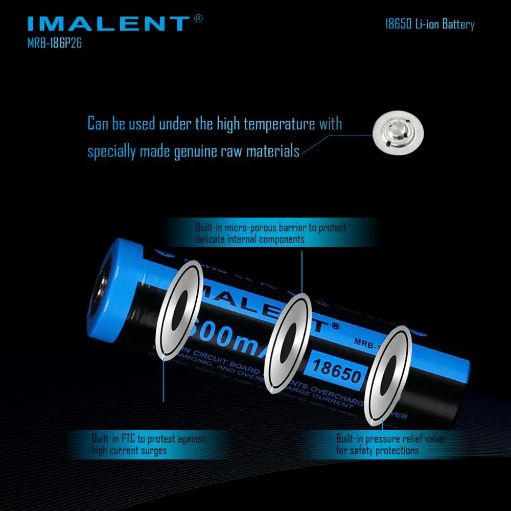 Imalent оригинальный MRB 186P26 18650 2600 Мощная батарея емкостью 6300 мaч литий ионные