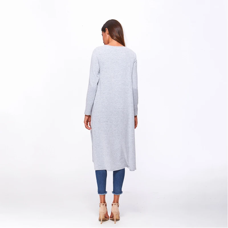 Модный женский весенний Свободный Вязаный Кардиган с длинным рукавом Однотонный