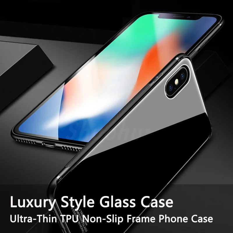 Shuohu закаленное Стекло сзади + TPU чехол для Iphone 7 6S 6 Plus случаях Элитный силиконовый X