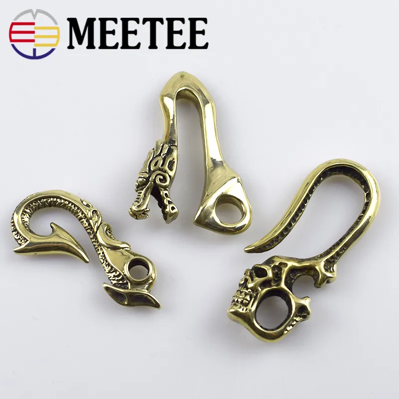 Meetee 3 шт. крючок из чистой латуни застежка-карабин Пряжка для собаки u-образный