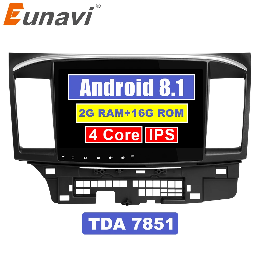 Eunavi 2 Din четырехъядерный 9 ''Android 8 1 автомобильный радиоприемник для Mitsubishi Lancer