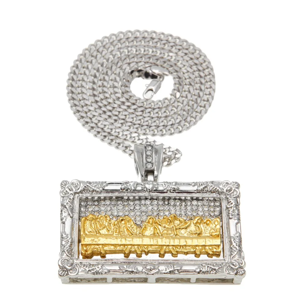 Золотой цвет горный хрусталь ледяной да Винчи тайная ужин Иуда Иисуса подвеска