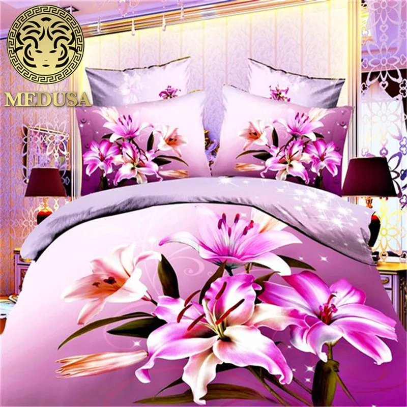 Кашемировый хлопковый 3d Рисунок красный комплект постельного белья с розой