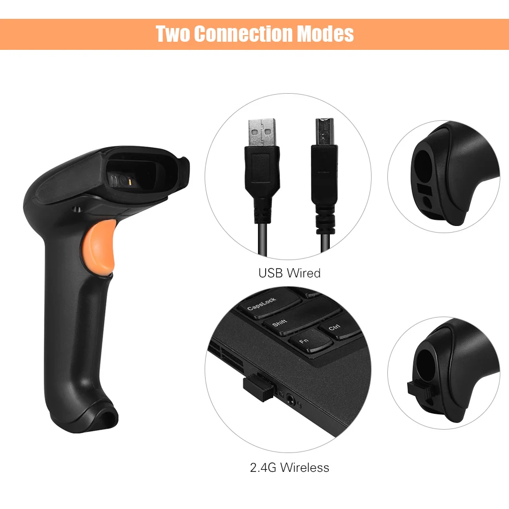 Беспроводной ручной сканер штрих кода Aibecy USB 2 4G 1D 2D QR считыватель кодов CMOS