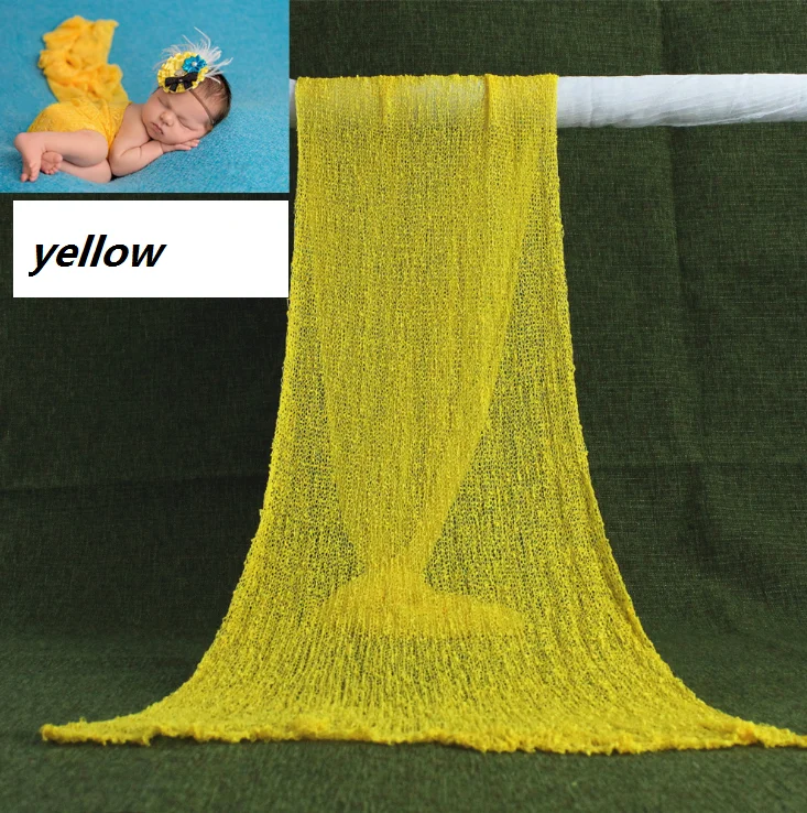 Yellow Новорожденный реквизит для фотосессии одеяло хлопковое обертывание растягивающееся детское одеяло пеленание новорожденный фотосессия - Цвет: Yellow