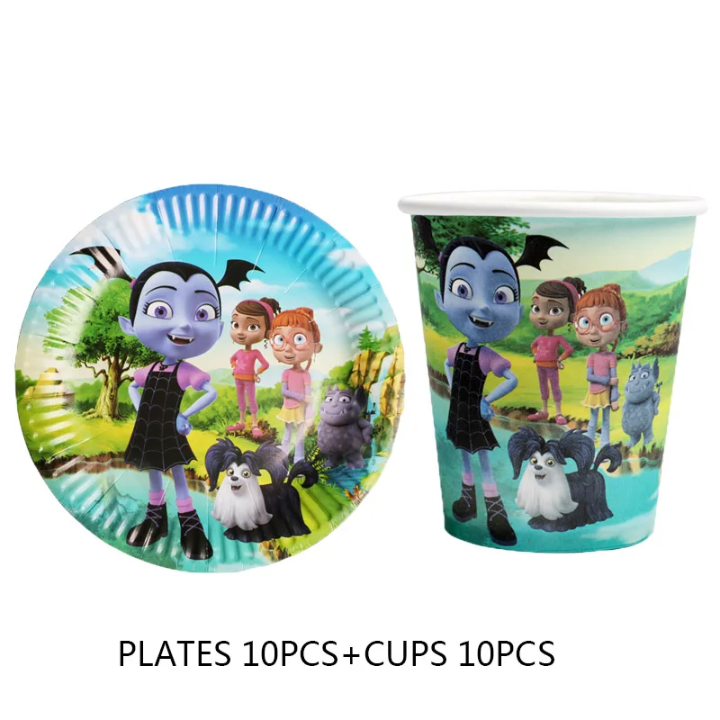 Vampirina, бумажные тарелки и стаканы для девочек, принадлежности для вечеринок на день рождения, одноразовые столовые приборы, свадебные украшения для девочек