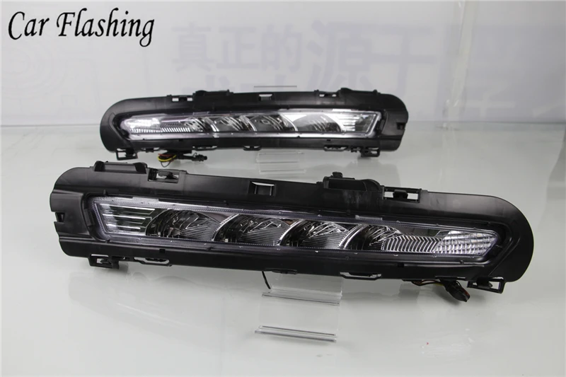 Мигающий светодиодный для Ford Mondeo 2011 2012 для дневных ходовых огней светильник DRL Противотуманные лампы 12V реле Дневной светильник с отложным воротником желтый сигнал