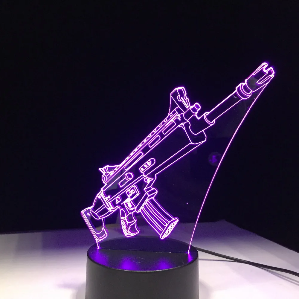 Шрам пистолет сувенир 7 цветов Сенсорная настольная лампа светильник 3D