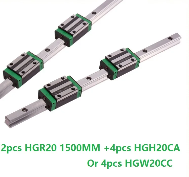 2 шт. линейный рельс HGR20 L 1500 мм + 4 HGH20CA/HGW20CC блок|Линейные направляющие| |