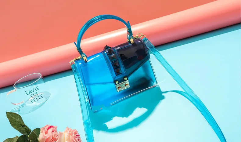 Sac прозрачный Femme Nouveau сумка через плечо прозрачная сумка желе маленькая сумка в форме раковины сумочка цвет столкновения сумки на плечо