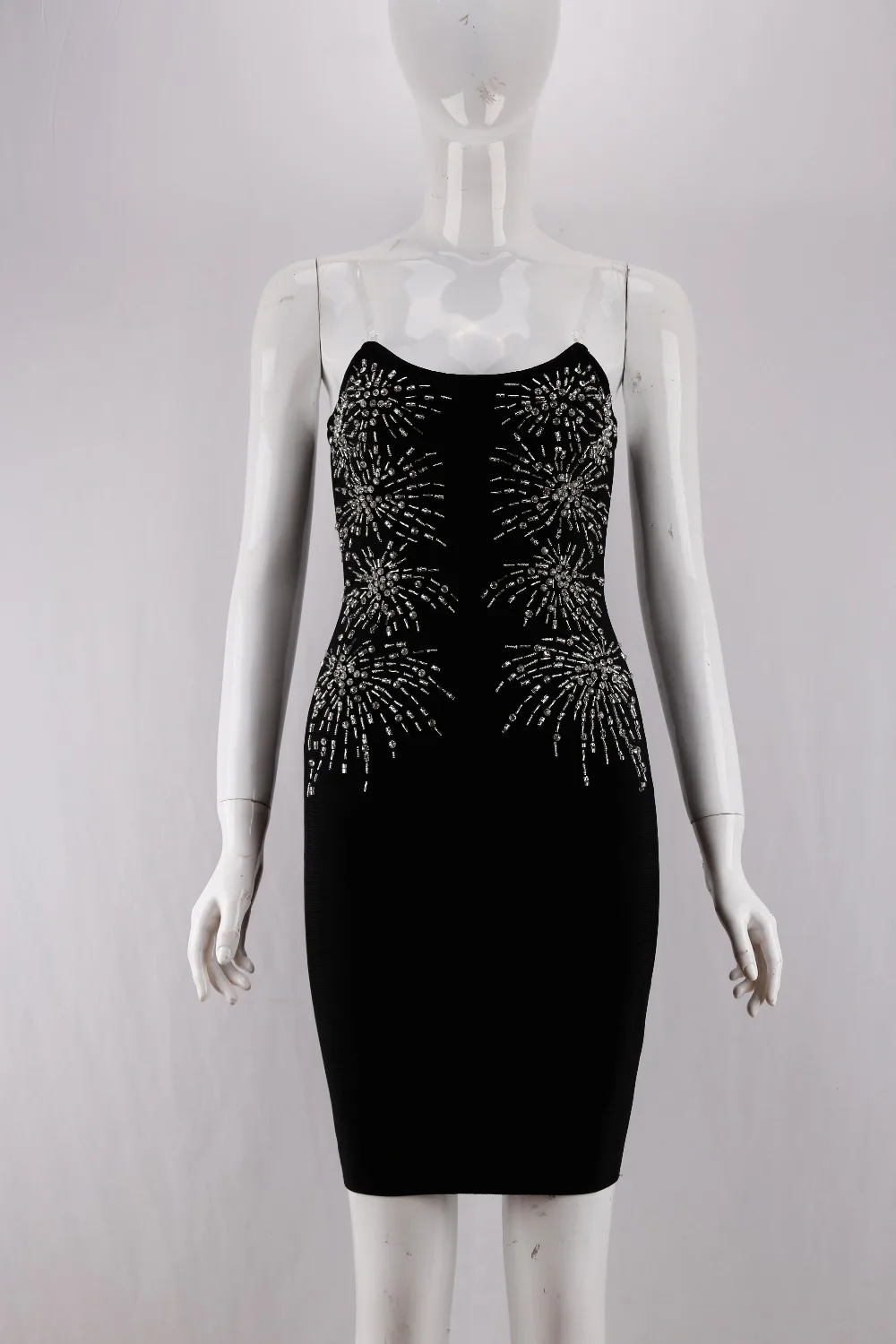 Новое поступление черный бисер квадратный воротник Спагетти ремни для бандажа