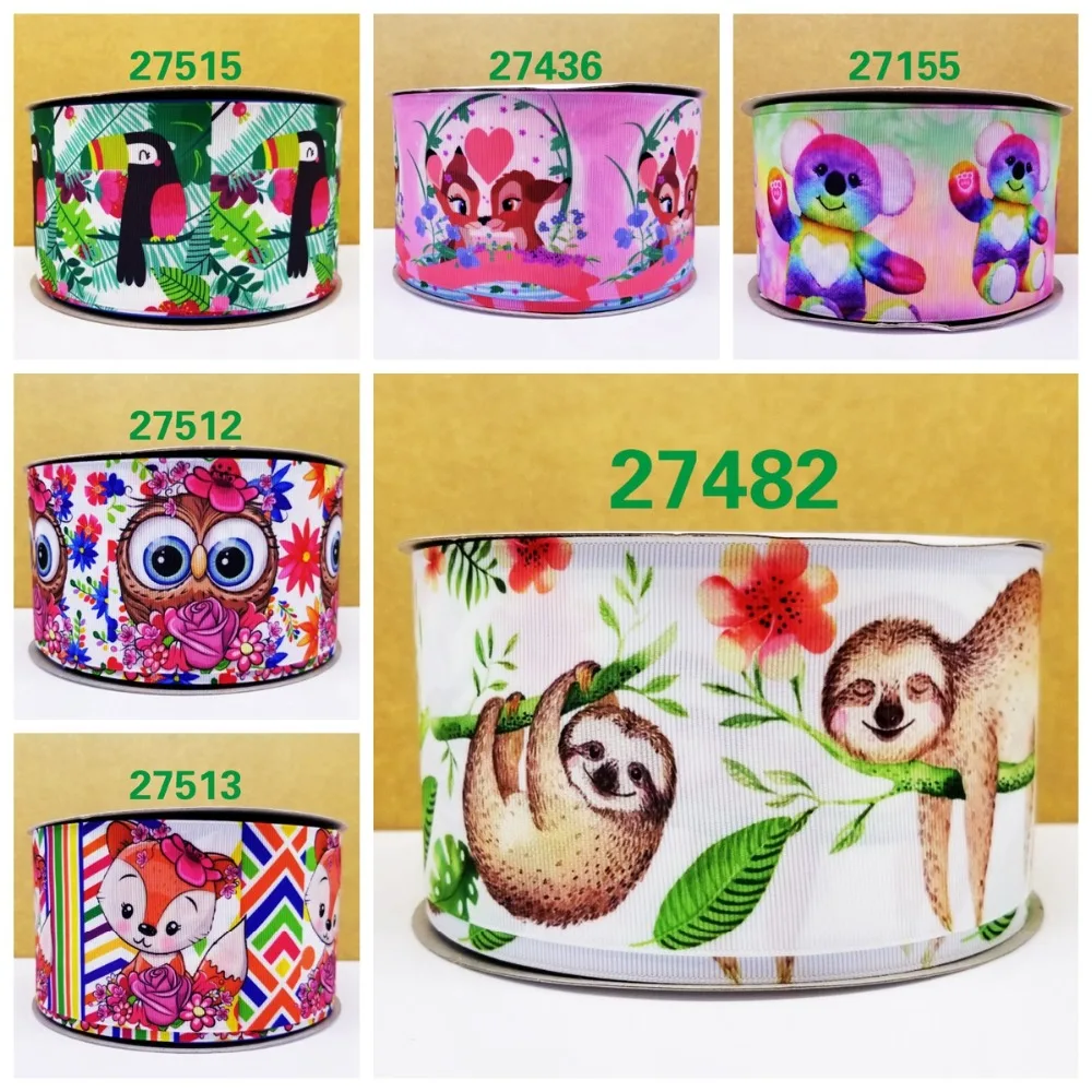 

Free shipping 50 yard cartoon printed grosgrain ribbon 27482