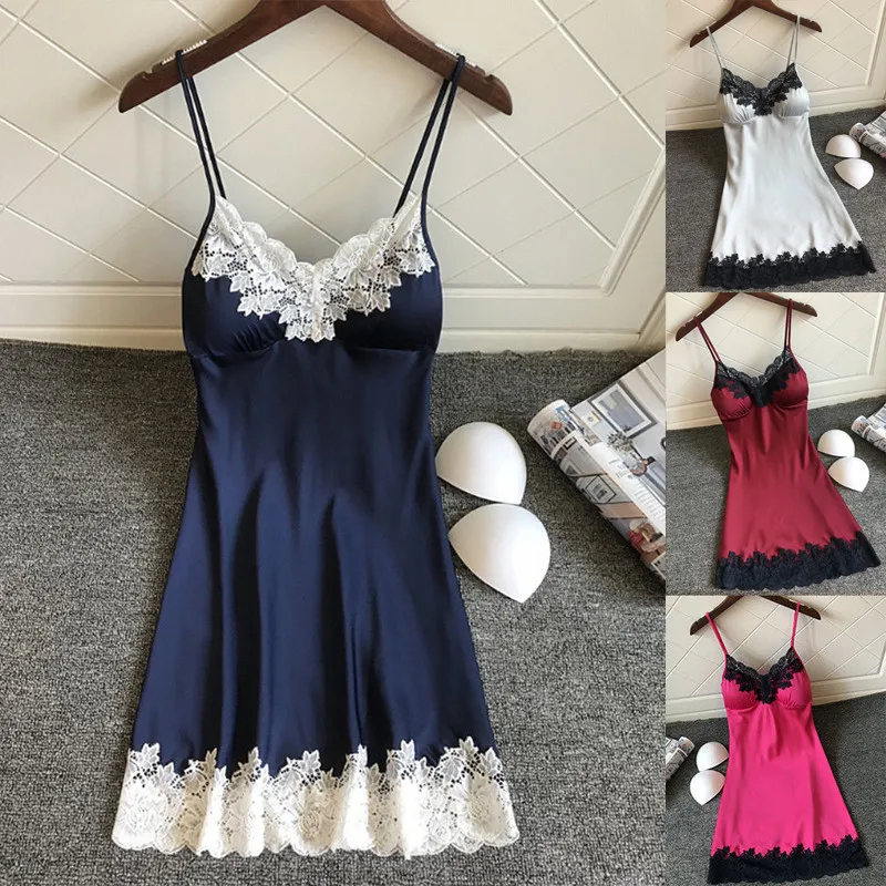 2019 Женская одежда сексуальная женская кружевная однотонная Пижама на бретельках