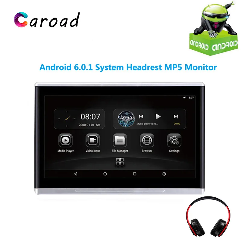 Caroad 10 1 дюймовый сенсорный экран Android 6 0 Автомобильный подголовник монитор HD 1080P