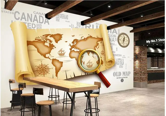 Индивидуальные 3d фотообои Настенные обои с изображением пирата карты мира