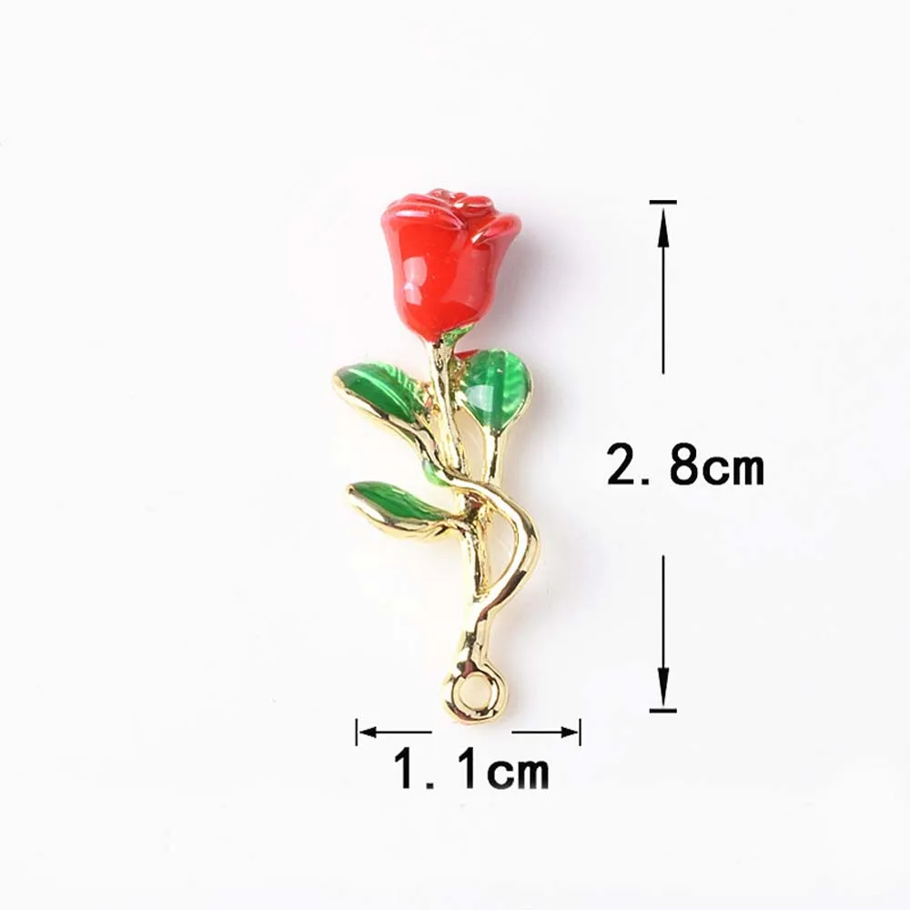 5 шт./лот подвесные пуговицы из сплава с красной розой ювелирные изделия серьги