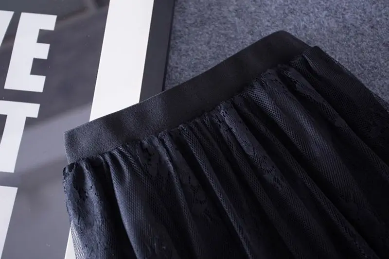 Лидер продаж Цветочная вышивка длинная Плиссированная юбка из тюля новинка 2019