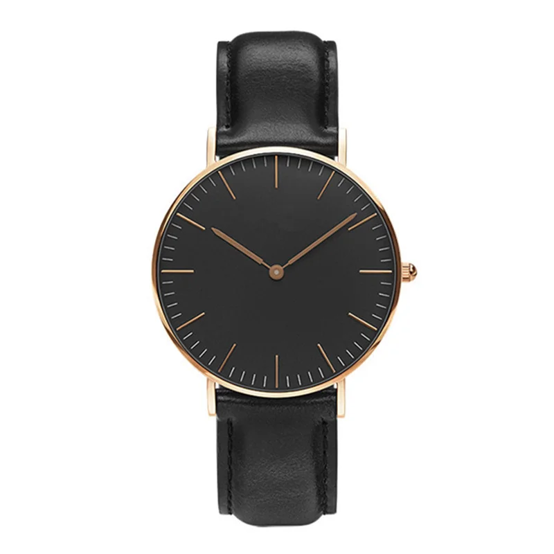 black leather rose Топ бренд супер крутые полностью черные мужские часы мужские повседневные Бизнес Кварцевые часы Montre Homme Relogio Masculino Relojes Hombre - Цвет: black leather rose