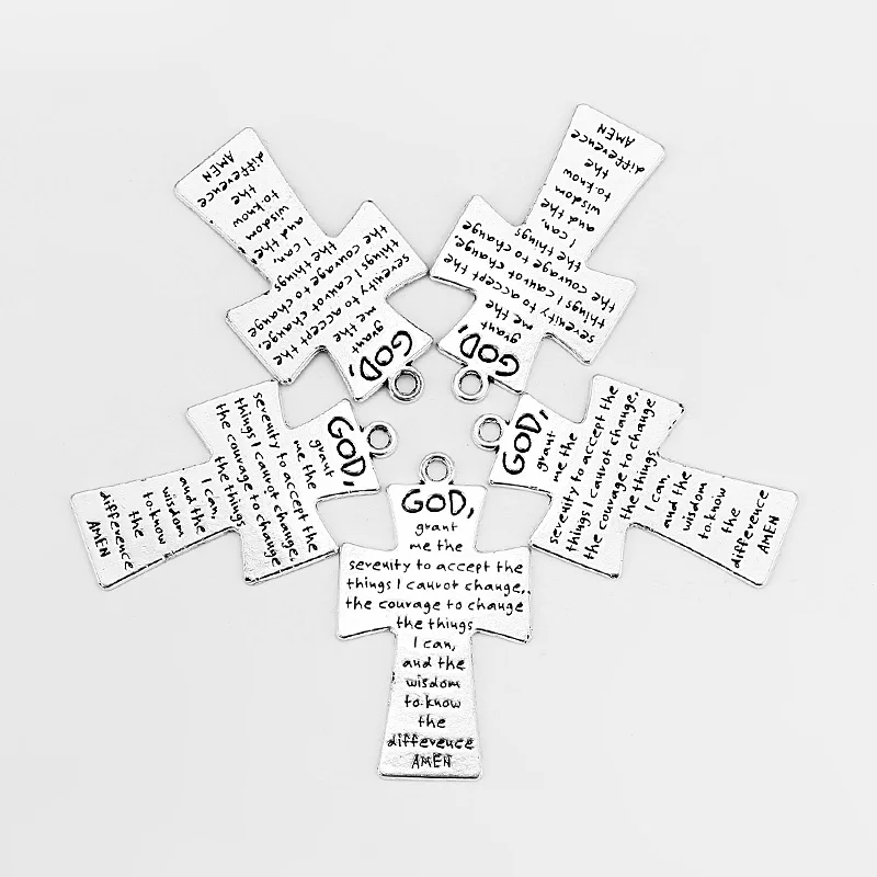 5 шт. с вырезанными словами Крест большой амулет кулон для ожерелья Серьги DIY