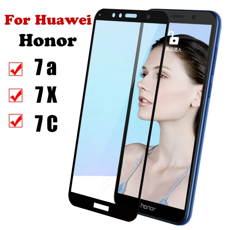 Закаленное стекло для huawei hono 7X X7 9h полное покрытие экрана протектор для huawei honor 7A 7C 7 X A C защитная пленка