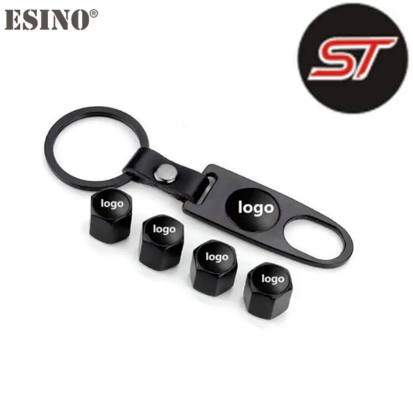 Black for ST 4 x автостайлинг ST, RS GT 5,0 нержавеющая сталь из цинкового сплава колесный клапан для шин, колпачки с мини-цепочка для гаечного ключа для Mustang Shelby - Цвет: Black for ST