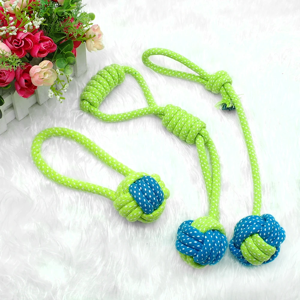 PAWZRoad Dog Rope Toys Knot Bite Resistant Puppy Safe Chewing Toys Teeth Cleaning Pet Playing Ball For Small Large Dogs Training
