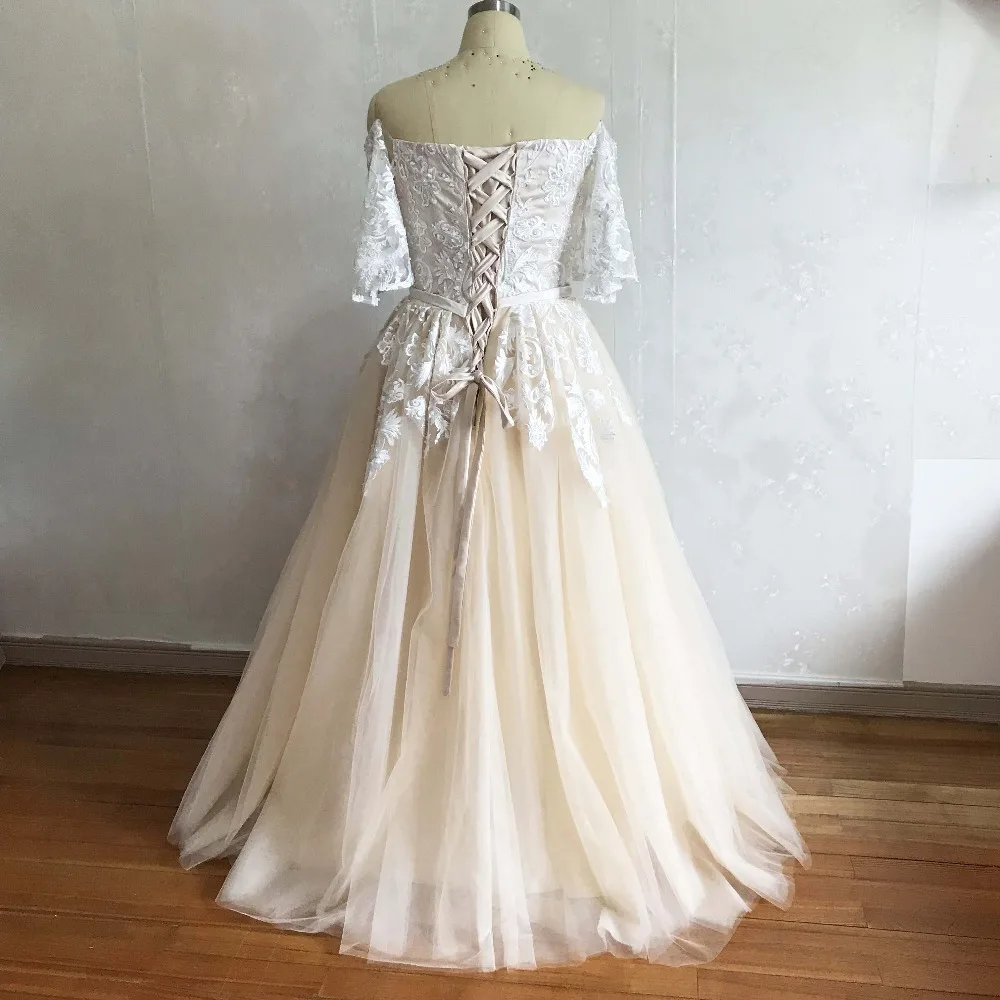YSF Robe De Mariee простые но элегантные платья до пола с вырезом лодочкой и аппликацией