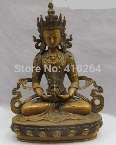 SCY Тибет Буддизм Медь Бронза Амитаюс Кван-Инь Бодхисаттва Статуя скидка 30% | Дом и