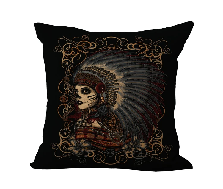 Хлопок белье 18 &quotквадратный череп печать диван пледы Чехлы для подушек домашний