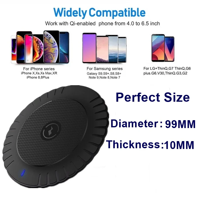Tongdaytech Qi Беспроводное зарядное устройство для Iphone X, XR, 8 Plus, 11, портативный зарядный коврик для мобильного телефона, для samsung S10, S9, S8, Xiaomi Mi, 9