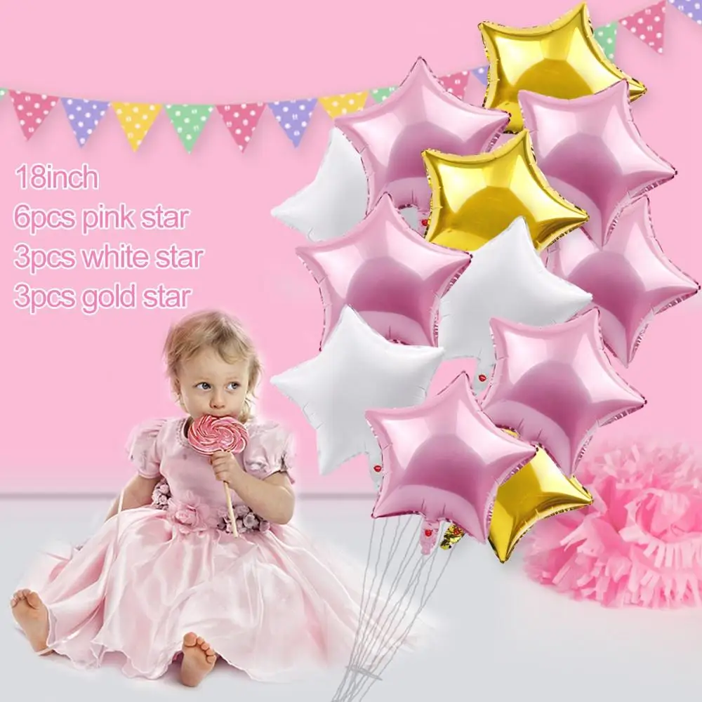 pink gold star FENGRISE балоны на 1-й День рождения воздушный шар на 2-й день рождения От 1 до 2 лет для первого дня рождения декоративный латексный шар для детей - Цвет: pink gold star