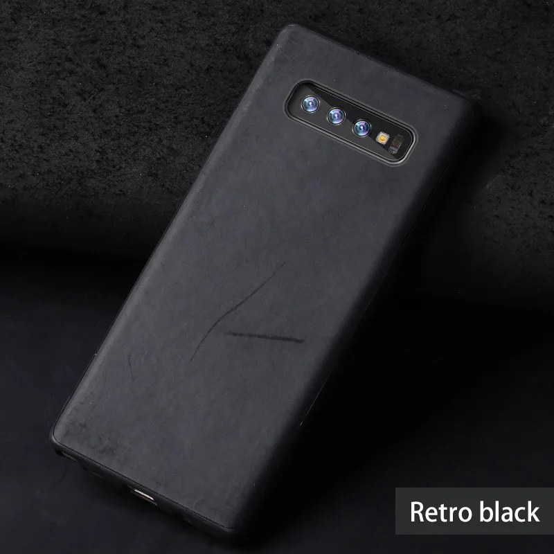 Черный Кожаный чехол для Galaxy S10 S8 S9 S7 plus, чехол для samsung A50 A70 A5 S10e Note 8 9 Crazy Horse leder Armor - Цвет: Черный