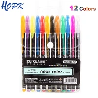 12pcsset colors gel pens 48 color refill glitter gel pen for adult coloring books journals drawing art markers stationary pen