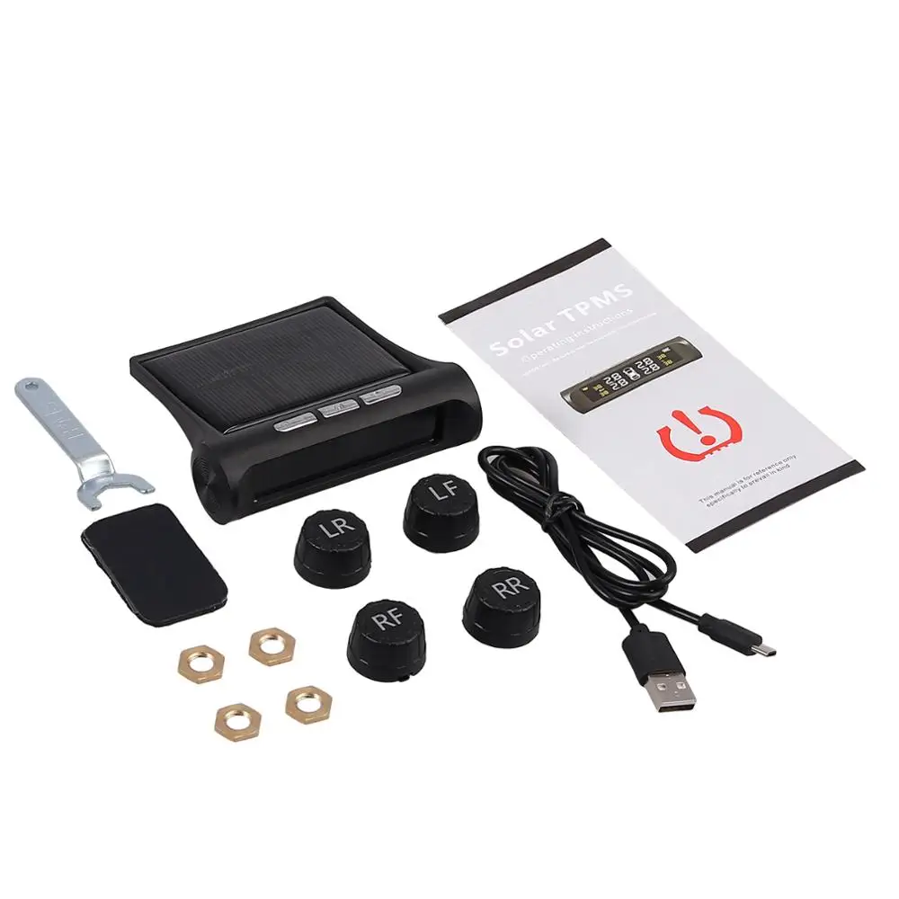 

Justech Solar Power TPMS Car Tire Pressure Alarm Monitor System LCD Auto Security Alarm System Tyre Pressure Temperature Warning