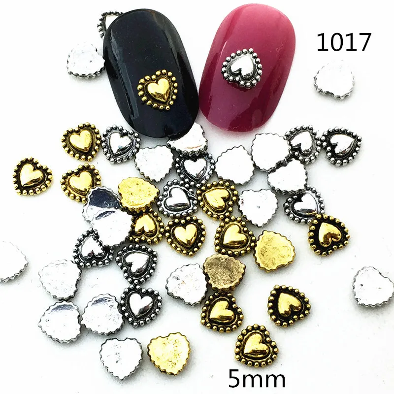 

100pcs New retro Japanese metal nail ornaments alloy dot peach heart nail patch