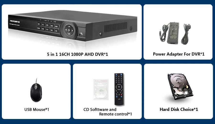 Домашнее видеонаблюдение 16ch DVR HD AHD 1080P CCTV DVR рекордер HDMI 1080P 16 канальный автономный wifi металлический чехол 5 в 1 DVR
