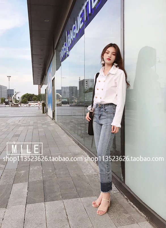 Kpop черная розовая Дженни дикая белая двубортная Ретро блузка с оборкой женские блузки с пышными рукавами уличная Корейская Свободная рубашка