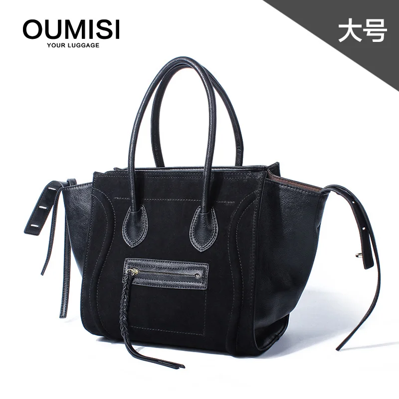 black OUMISI сумка со смайликом новая сумка Европа и Америка стиль большая HY - Цвет: black