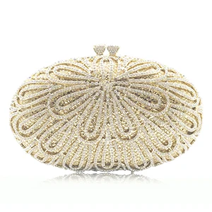 White Gold Золотые/серебряные/белые золотые хрустальные металлические клатчи роскошные со стразами для невесты Вечерние Клатчи женские сумки-клатчи Свадебные Стразы - Цвет: White Gold