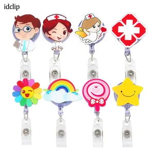 idclip 8 pack doctor men nurse women badge reel holder angel and red cross retractable cord badge reel free global shipping