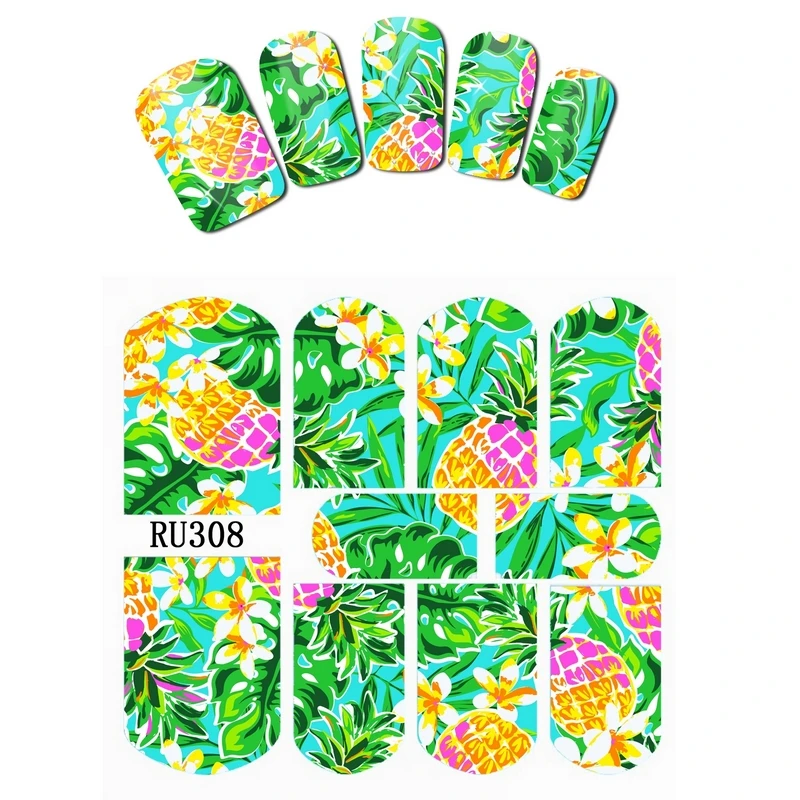 Наклейка на ногти водная наклейка слайдер цветок цветочные джунгли листья LFAF BANBOO