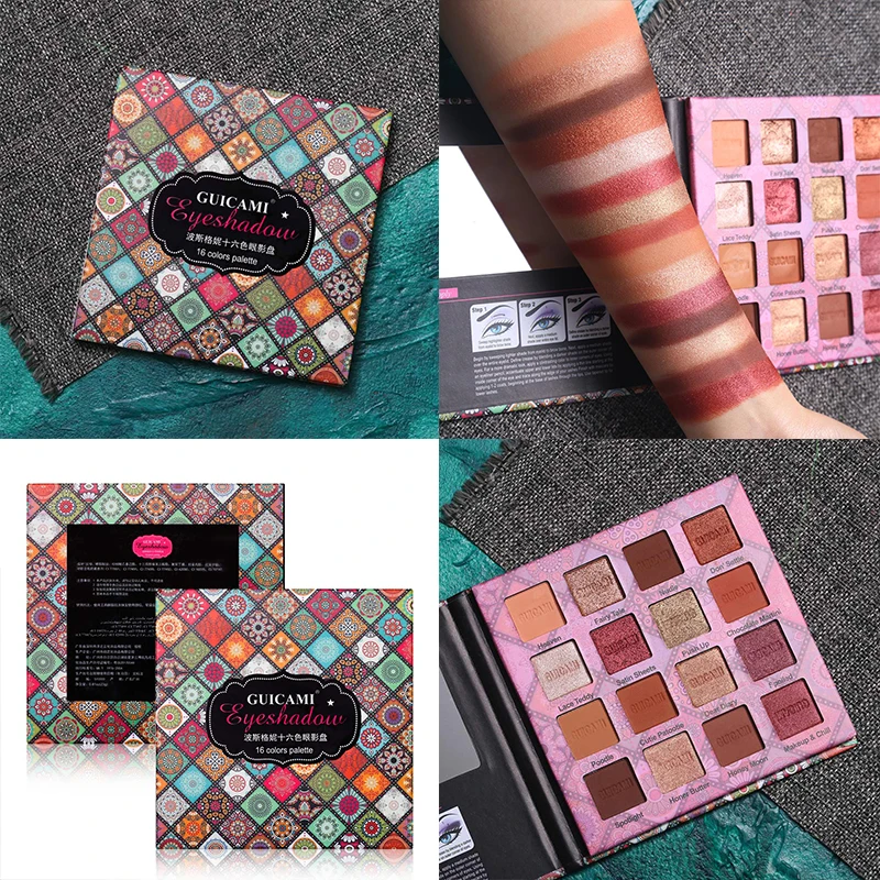 Палитра теней для век Pro Brand палитра с металлическим блеском 16 цветов| |