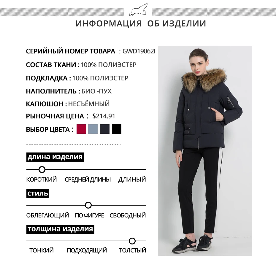 ICEbear Зимняя куртка с капюшоном и отороченным натуральным мехом енота Женская куртка высококачественная теплая куртка Стильная женская одежда бренда GWD19062I