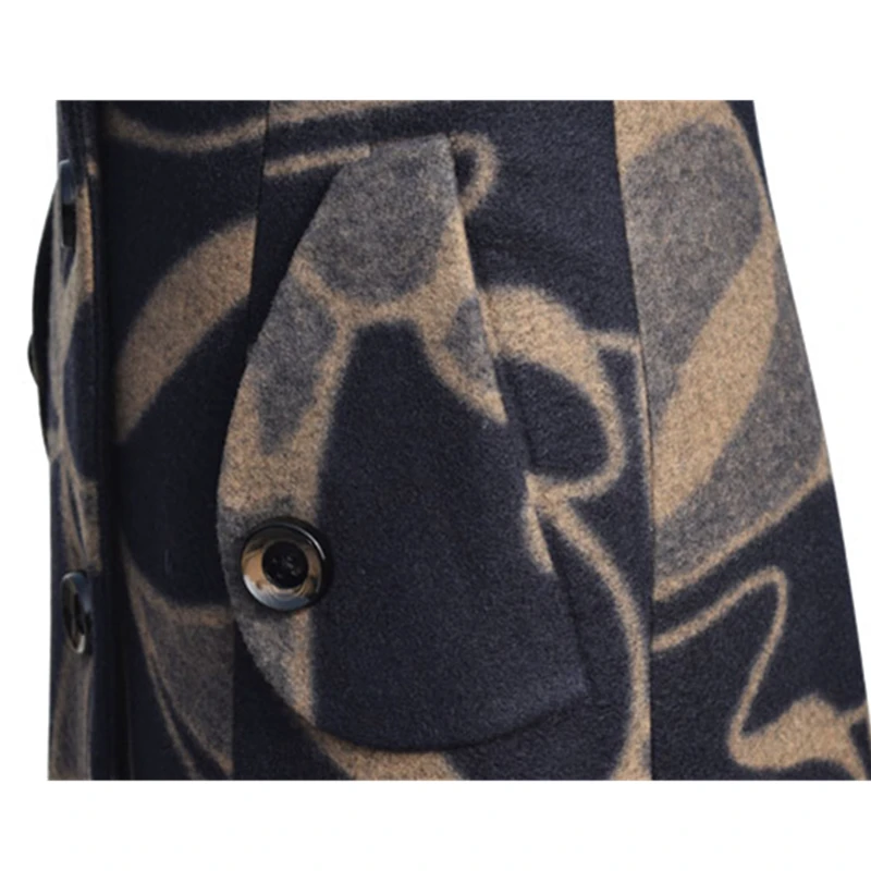 Женское зимнее пальто с принтом Брендовое дизайнерское шерстяное воротником