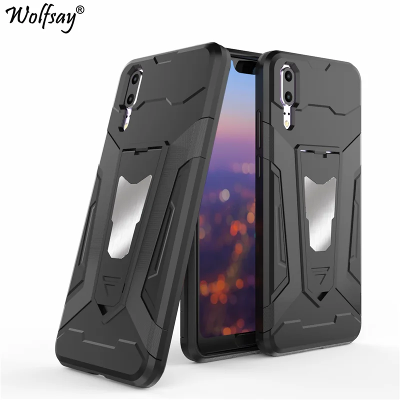 Wolfsay для huawei P20 случае P 20 автомобильный держатель Броня Случаях Жесткий ПК и