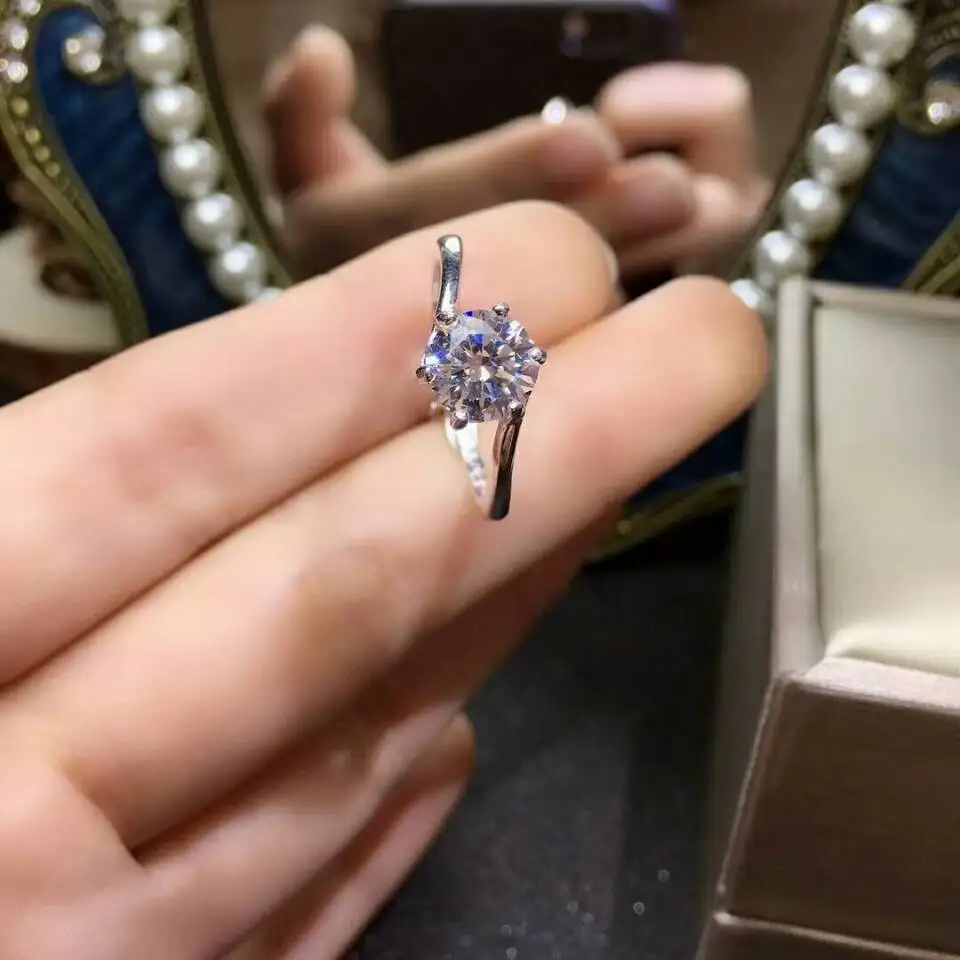 [MeiBaPJ Moissanite драгоценный камень Мода 2 карата бриллиантовое кольцо D Цвет VVS 925 Серебро Хорошие Свадебные украшения для женщин