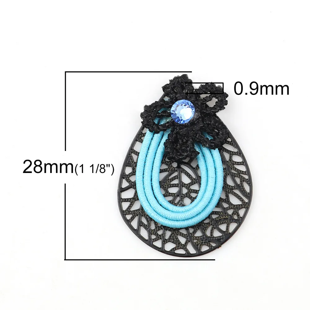 Модные медные и эластичные Подвески DoreenBeads подвески в виде капель черные цветные