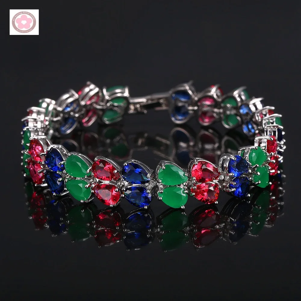 

SZ0044 AAA цветной драгоценный камень инкрустированный модный браслет для женщин ювелирный подарок