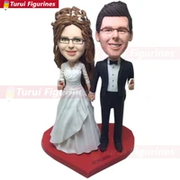 magician groom custom wedding personalized wedding cake topper bobble head clay figurines based on customers photos cake topper